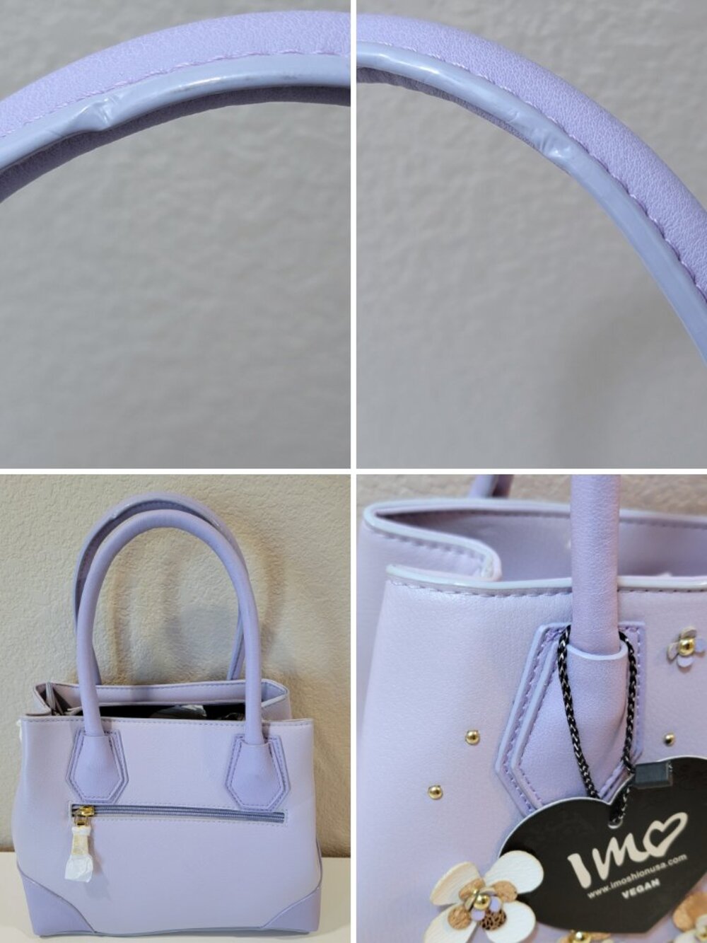 Imoshion USA Lavender Floral Satchel Bag | Vegan Leather | NWT - Picture 6 of 6